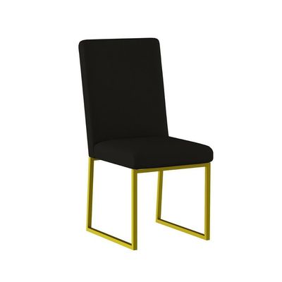 Kit 4 Cadeiras De Jantar Com Base De Ferro Dourado – Balaqui Cor:preto Preto