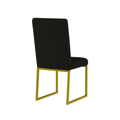 Kit 4 Cadeiras De Jantar Com Base De Ferro Dourado – Balaqui Cor:preto Preto