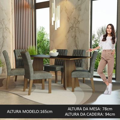 Conjunto Sala Jantar Mesa Madeira 6 Cadeiras Rustic