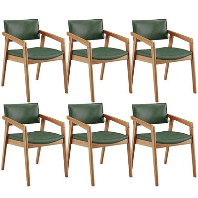 Kit 06 Cadeiras Para Sala De Jantar Estar Living Giorgia B04 Couríssimo Verde Musgo - Lyam Decor