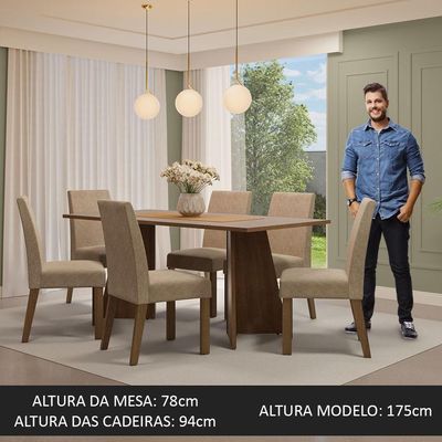 Conjunto Mesa de Jantar 6 Cadeiras Rustic-crema-imperial