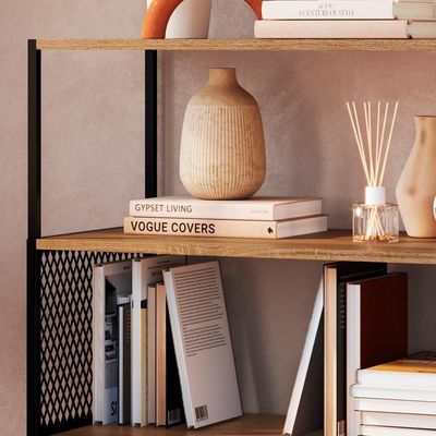 Estante Estilo Industrial 94 Cm Com Tela P1024 Preto Mell Pp Preto Mell