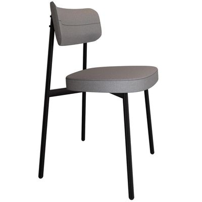 Cadeira Estofada Para Sala De Jantar Astrid Preto C01 Linho Cinza - Lyam Decor