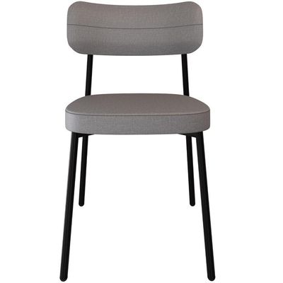 Cadeira Estofada Para Sala De Jantar Astrid Preto C01 Linho Cinza - Lyam Decor