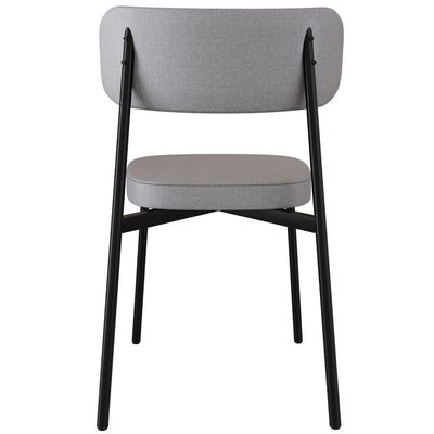 Cadeira Estofada Para Sala De Jantar Astrid Preto C01 Linho Cinza - Lyam Decor