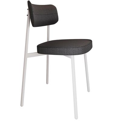 Cadeira Estofada Para Sala De Jantar Astrid Branco C01 Linho Preto - Lyam Decor