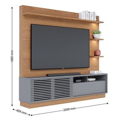 Estante Home Theater Campeche Freijó Cinza Fosco Para Tv De 70 - Colibri Freijó Cinza