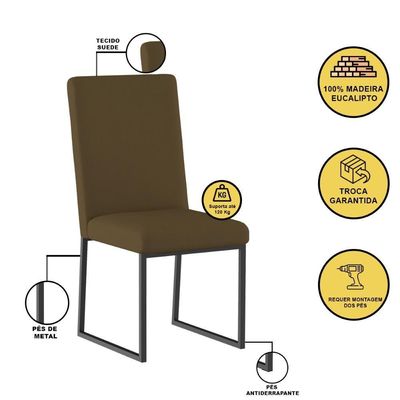 Kit 4 Cadeiras De Jantar Com Base De Ferro Preto – Balaqui Cor:marrom Marrom