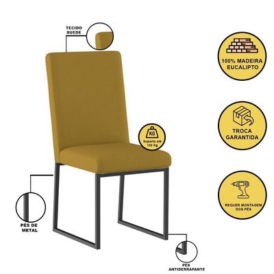 Kit 4 Cadeiras De Jantar Com Base De Ferro Preto – Balaqui Cor:capuccino Capuccino
