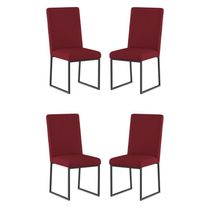 Kit 4 Cadeiras De Jantar Com Base De Ferro Preto – Balaqui Cor:marsala Marsala