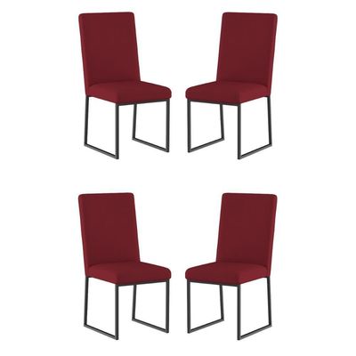 Kit 4 Cadeiras De Jantar Com Base De Ferro Preto – Balaqui Cor:marsala Marsala