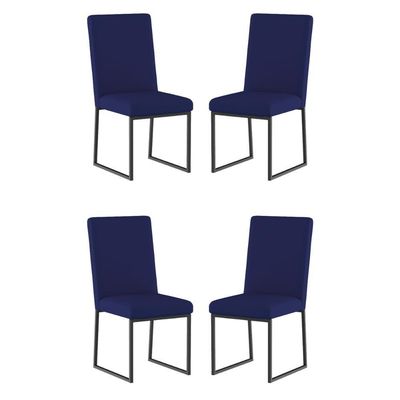 Kit 4 Cadeiras De Jantar Com Base De Ferro Preto – Balaqui Cor:azul Marinho Azul Marinho