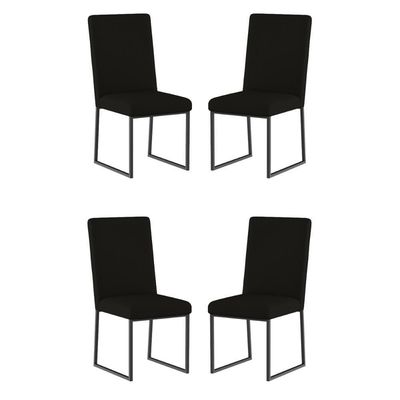 Kit 4 Cadeiras De Jantar Com Base De Ferro Preto – Balaqui Cor:preto Preto