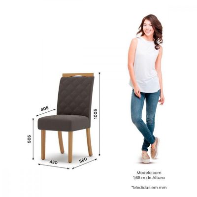 Conjunto De Mesa Henn Lins Com 6 Cadeiras Bella 1,60 Nature-off White-marrom Amêndoa
