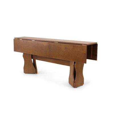 Mesa De Jantar Retangular Dobrável 200cm 2 Bancos Imbuia