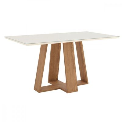 Conjunto De Mesa Henn Lins Com 6 Cadeiras Bella 1,60 Nature-off White-marrom Amêndoa
