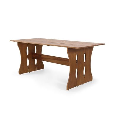 Mesa De Jantar Retangular Dobrável 200cm 2 Bancos Imbuia