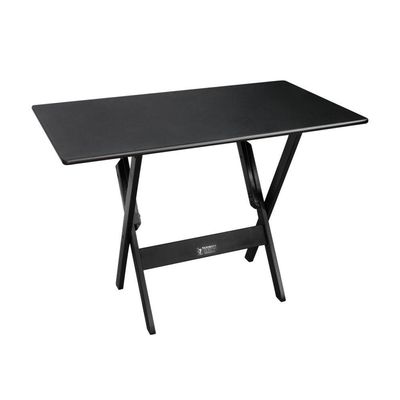 Kit 10 Conjuntos De Mesa Dobráveis De Madeira 70x110cm Com 6 Cadeiras Preta - Cor: Preto