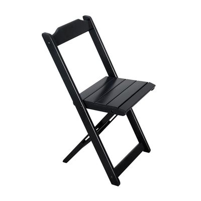 Kit 10 Conjuntos De Mesa Dobráveis De Madeira 70x110cm Com 6 Cadeiras Preta - Cor: Preto