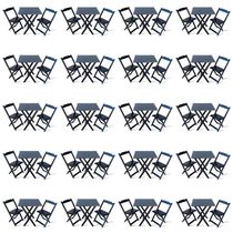 Kit De 20 Conjuntos De Mesa Dobrável 70x70 Com 2 Cadeiras Preto - Cor: Preto