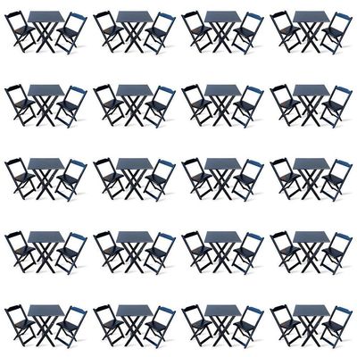 Kit De 20 Conjuntos De Mesa Dobrável 70x70 Com 2 Cadeiras Preto - Cor: Preto