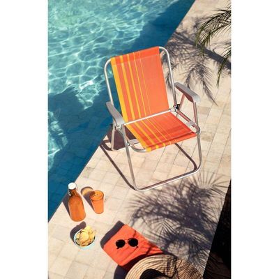 Cadeira De Praia Tramontina Samoa Alta Laranja E Amarelo