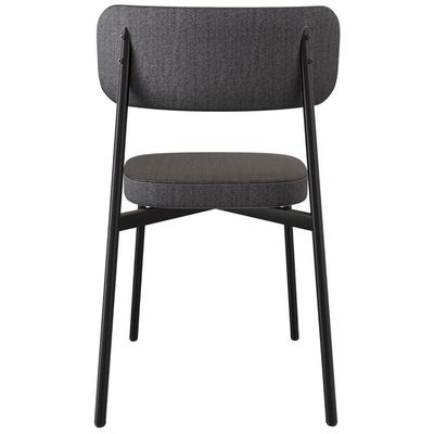 Cadeira Estofada Para Sala De Jantar Astrid Preto C01 Linho Preto Courino Café - Lyam Decor
