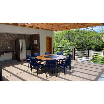 Cadeira Poltrona De Jantar Amélia Corda Náutica Jardim Piscina Azul