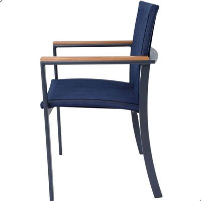 Cadeira Poltrona De Jantar Amélia Corda Náutica Jardim Piscina Azul