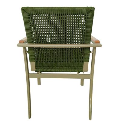 Cadeira Poltrona Amélia Premium Corda Náutica Baços Madeira Para Jardim Jantar Piscina Verde