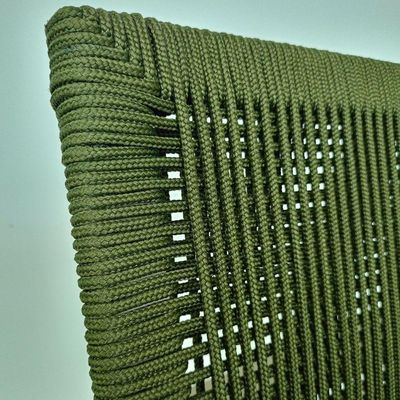 Cadeira Poltrona Amélia Premium Corda Náutica Baços Madeira Para Jardim Jantar Piscina Verde