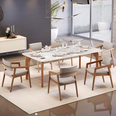 Kit 05 Cadeiras Para Sala De Jantar Estar Living Giorgia B04 Bouclê Creme - Lyam Decor