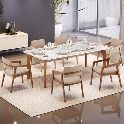 Kit 05 Cadeiras Para Sala De Jantar Estar Living Giorgia B04 Suede Bege - Lyam Decor