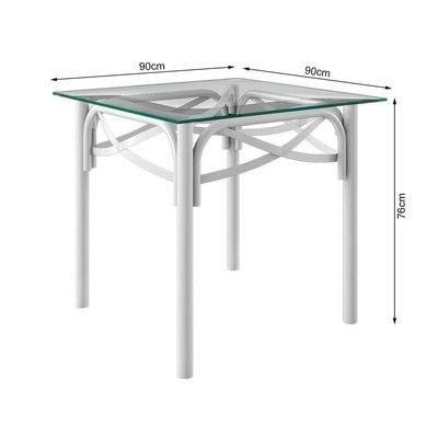 Conjunto Katrina Branco 4 Cadeiras Tampo De Madeira Quadrado 90 Cm Asturias