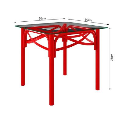 Conjunto Katrina Vermelho 4 Cadeiras Tampo De Madeira Quadrado 90 Cm Asturias