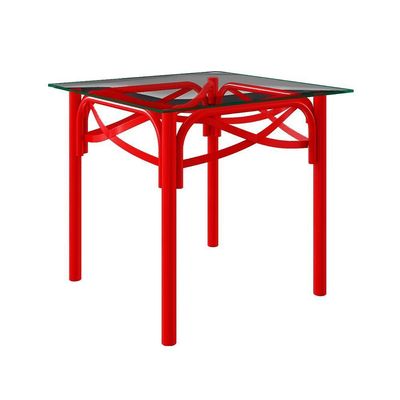 Conjunto Katrina Vermelho 4 Cadeiras Tampo De Madeira Quadrado 90 Cm Asturias