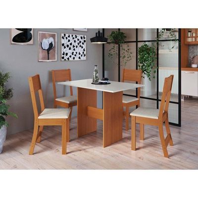 Conjunto Mesa De Jantar 4cadeiras Karla Indekes Freijó/off