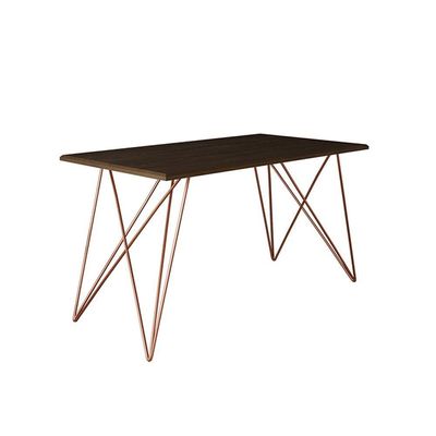 Mesa Jantar Industrial Trama 1,40X0,80M Amêndoa Com 4 Cadeiras Estofadas Vitória Cobre E Preta