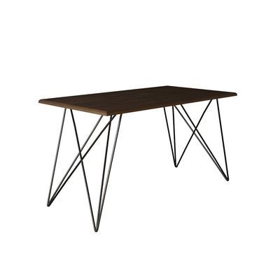 Mesa Jantar Industrial Trama 1,40X0,80M Amêndoa Com 4 Cadeiras Estofadas Vitória Bege E Preta