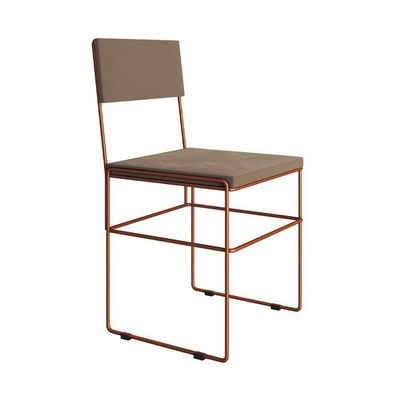 Mesa Jantar Industrial Trama 1,40X0,80M Preta Com 4 Cadeiras Estofadas Vitória Bege E Cobre