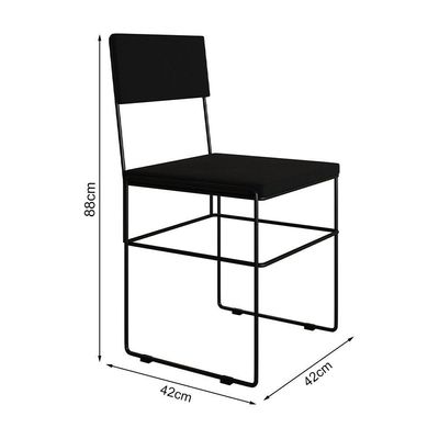 Mesa Jantar Industrial Trama 1,40X0,80M Preta Com 4 Cadeiras Estofadas Vitória Preta