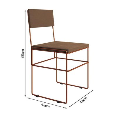 Mesa Jantar Industrial Trama 1,40X0,80M Preta Com 4 Cadeiras Estofadas Vitória Marrom E Cobre