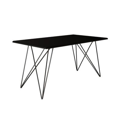 Mesa Jantar Industrial Trama 1,40X0,80M Preta Com 4 Cadeiras Estofadas Vitória Preta