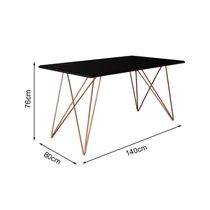 Mesa Jantar Industrial Trama 1,40X0,80M Preta Com 4 Cadeiras Estofadas Vitória Cobre E Preta