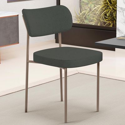 Cadeira Decorativa Sala De Jantar Melina Base Arena L02 Linho Verde Musgo - Lyam Decor