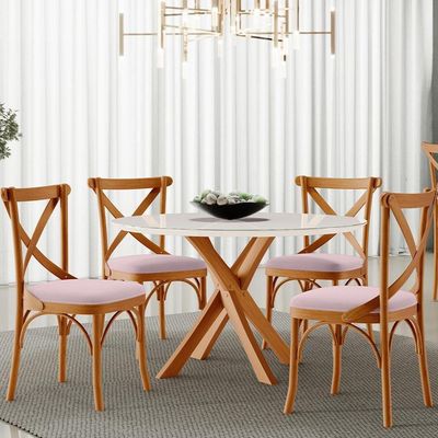 Kit 08 Cadeiras Para Sala De Jantar E Estar Living Estofada ávila L02 Suede Rosê - Lyam