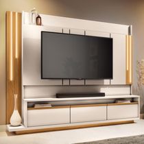 Estante Painel Para Tv 75 Pol Com Led Mound B01 Off White Cinamomo