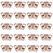 Kit De 20 Conjuntos De Mesa Dobrável 70x70 Com 2 Cadeiras Imbuia - Cor: Marrom