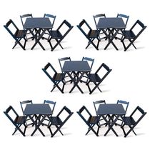 Kit De 5 Conjuntos De Mesa Dobrável 60x60 Com 4 Cadeiras Preto - Cor: Preto