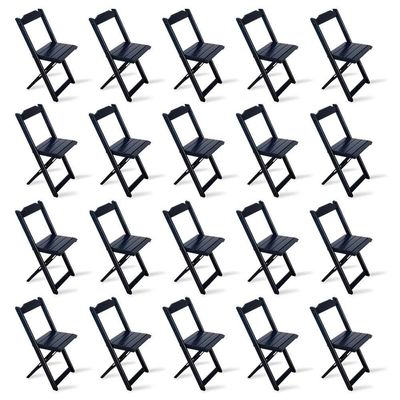 Kit De 10 Conjuntos De Mesa Dobrável 60x60 Com 4 Cadeiras Preto - Cor: Preto